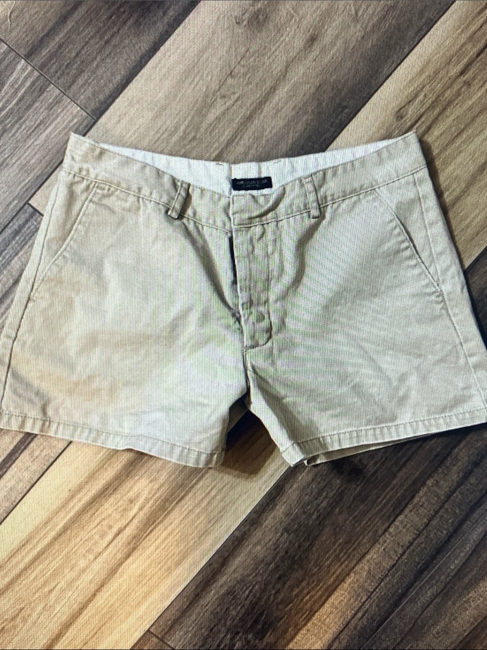 American Eagle Outfitters Khaki Flat-Front Chino Shorts